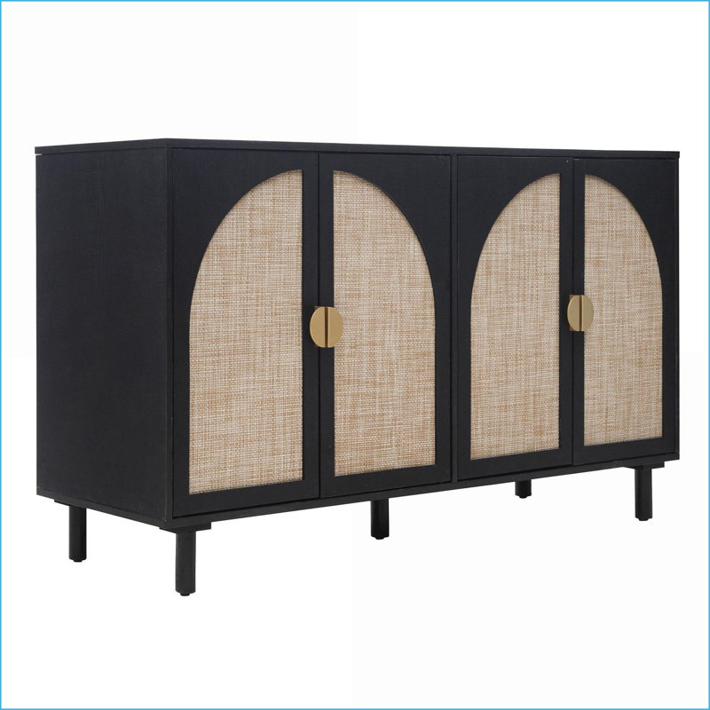 Armoire de rangement à 4 portes pour la chambre à coucher Cabinets | Traditionnel | Noir