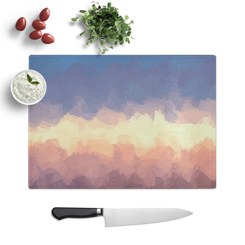 Tempered Glass Cloud Chopping Board, 39 cm W x 28.5 cm L