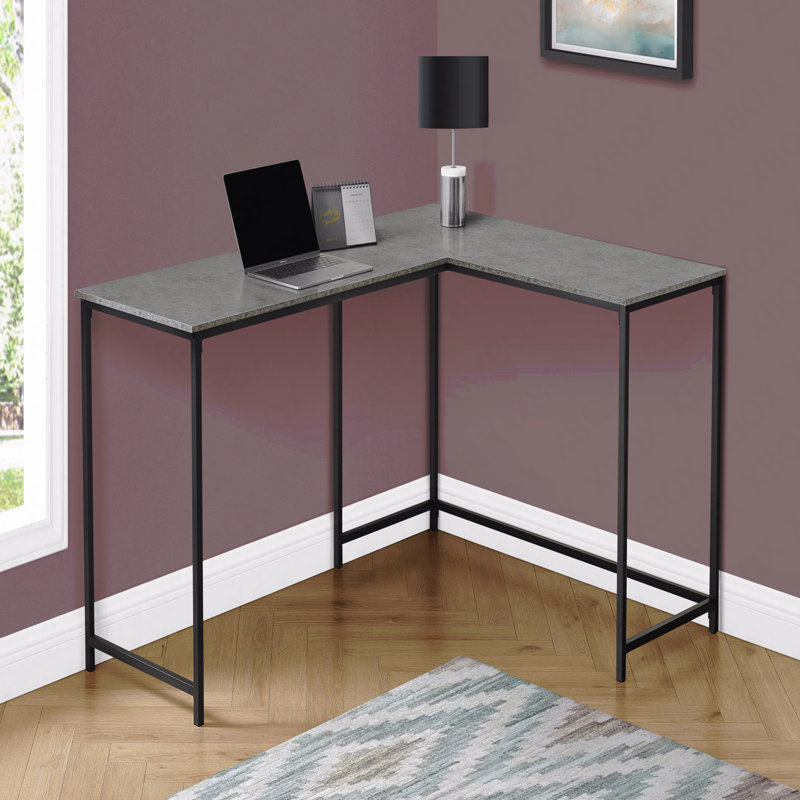 Computer Desk, Home Office, Corner, 58"L, L Shape, Work, Laptop, Grey Laminate, Black Metal, Contemporary, Modern, Gray