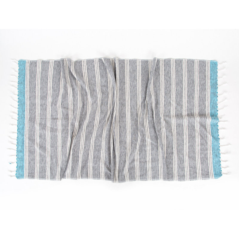 Serviette de plage 100% coton Poirier, Gris / blanc