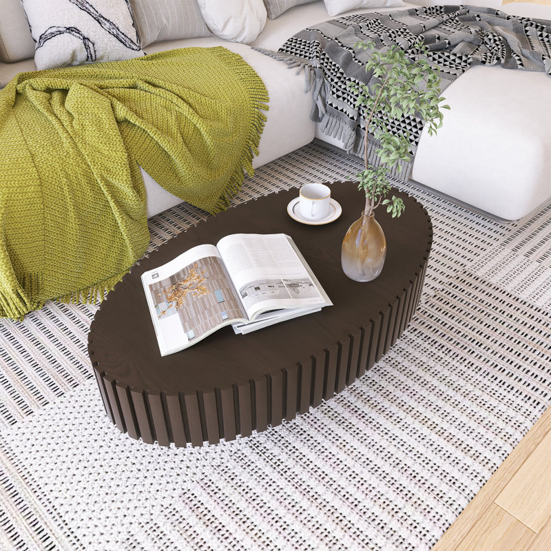 Table basse ovale en bois, Noir