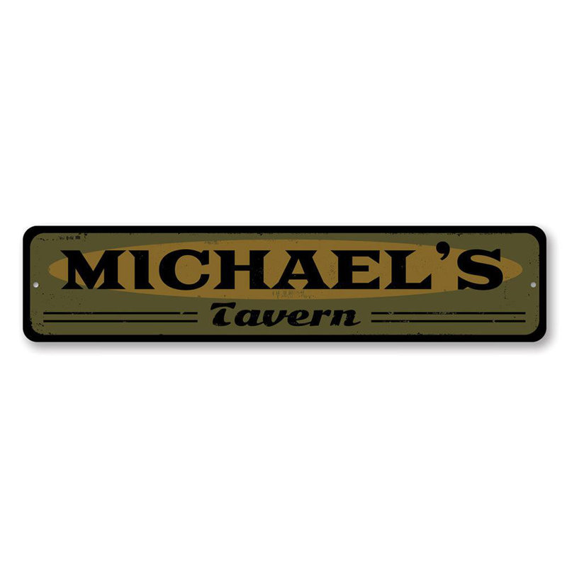 Plaque de taverne, H 6 po x l 24 po x P 0,06 po