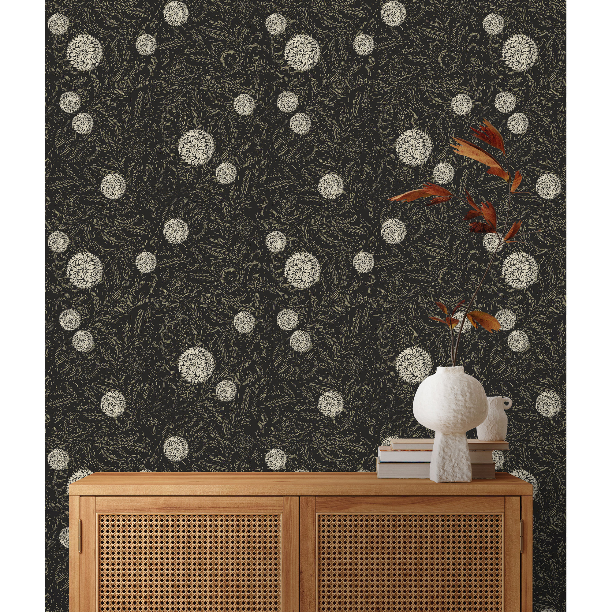Yuki Osada Floral Wallpaper, Charcoal