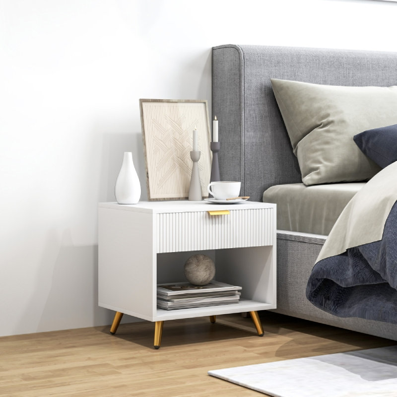 50cm W Engineered Wood Bedside Table
