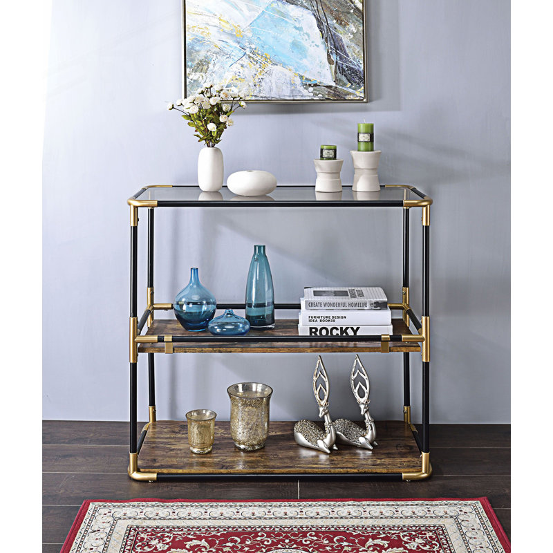 Console Table With 2 Open Compartments, Hallway Table