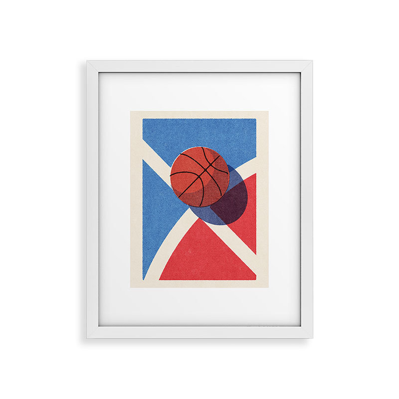 «Basketball Outdoor II», impression encadrée sur papier par Daniel Coulmann, Cadre blanc, H 24 po x l 18 po