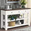 Console en bois de pin massif 48 po - 3 tiroirs et 2 tablettes, blanc antique-1551165418-1551165417
