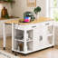 Îlot de cuisine K&K de 119 cm avec table à manger extensible, table de cuisine en placage de bois d'hévéa avec tablette de rangement interne, prise électrique, îlot de cuisine avec rangement 2 tiroirs et 2 placards.-1199999064