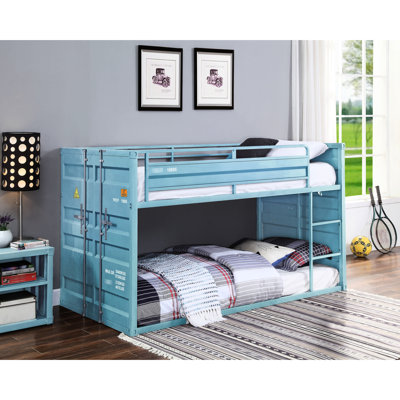 Lit superposé en métal coloré, hauteur 81 cm, sommier à lattes, profondeur 107 cm