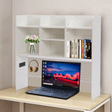 Furnier Desktop Bookshelf With 7-compartment Organizer & Grid Panel