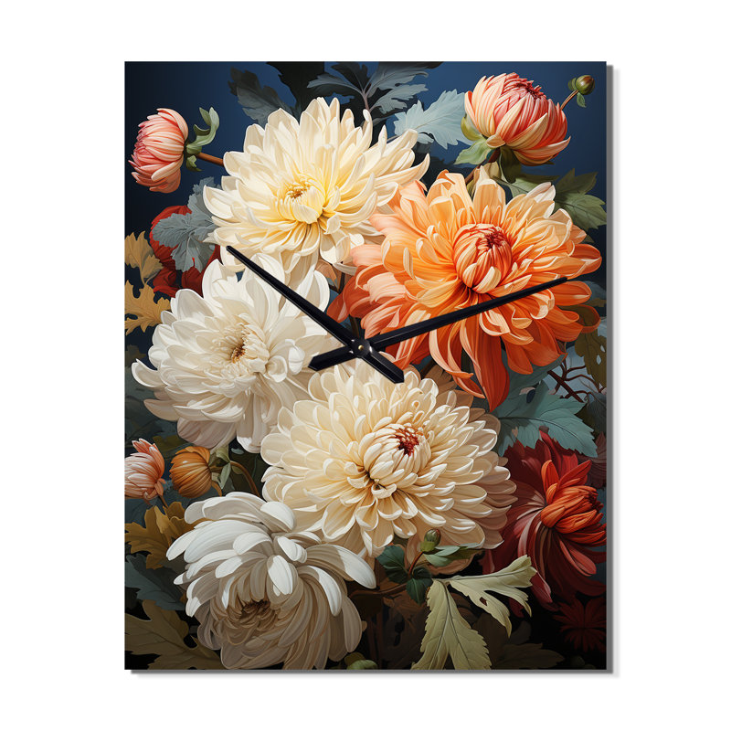 Horloge murale Chrysanthemums Autumn Collage I - Floral, Petit