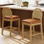 Tabourets de bar en bois avec dossier en rotin naturel (ensemble de 2)-1852295976