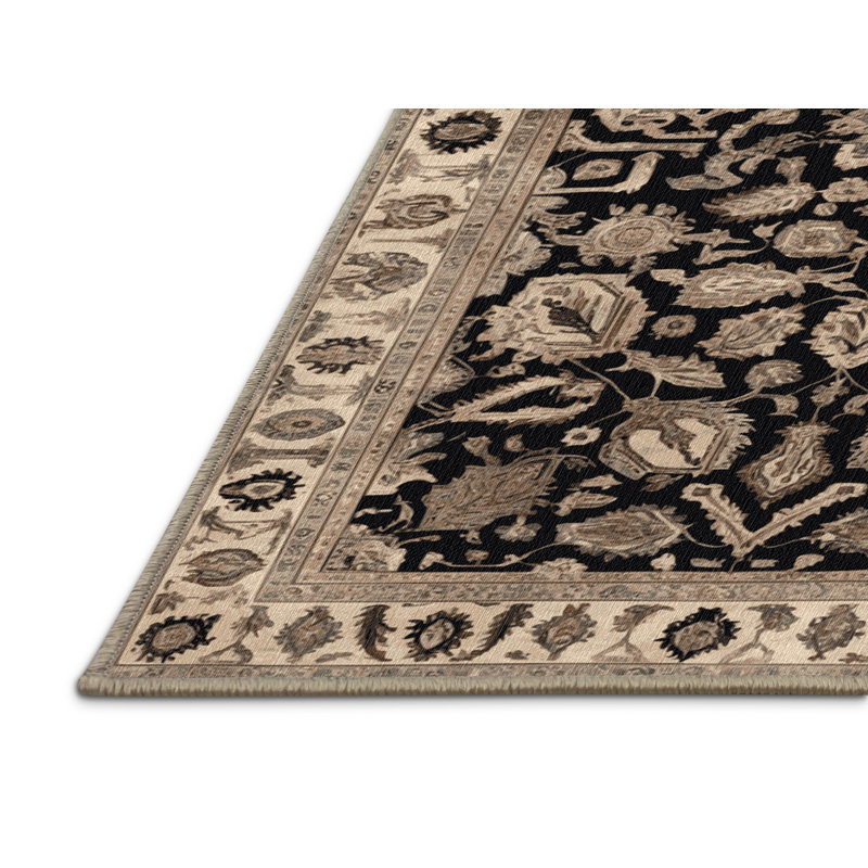 Machine Washable Persian Beige Area Rug, Round 7'