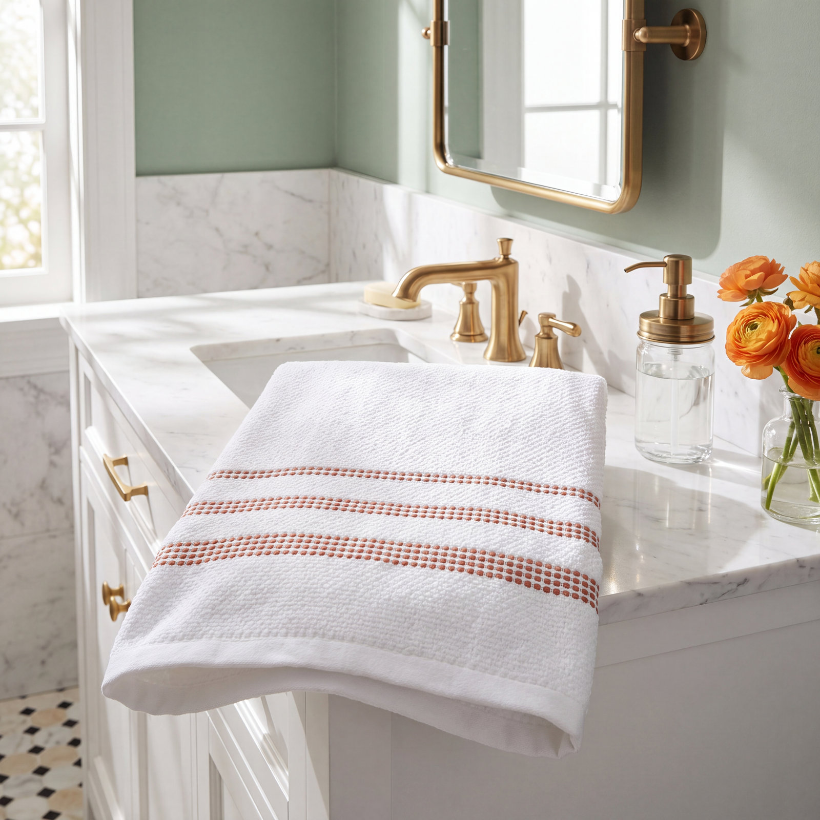 Balser Striped Cotton Bath Towel, Brown