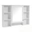 Armoire de salle de bain murale avec miroir, tablette réglable et tablettes ouvertes-429543099
