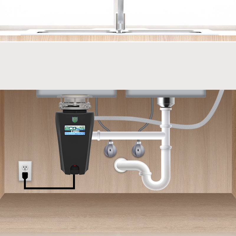 Eco Logic Black 1/3 HP Continuous Feed Garbage Disposal with Cord