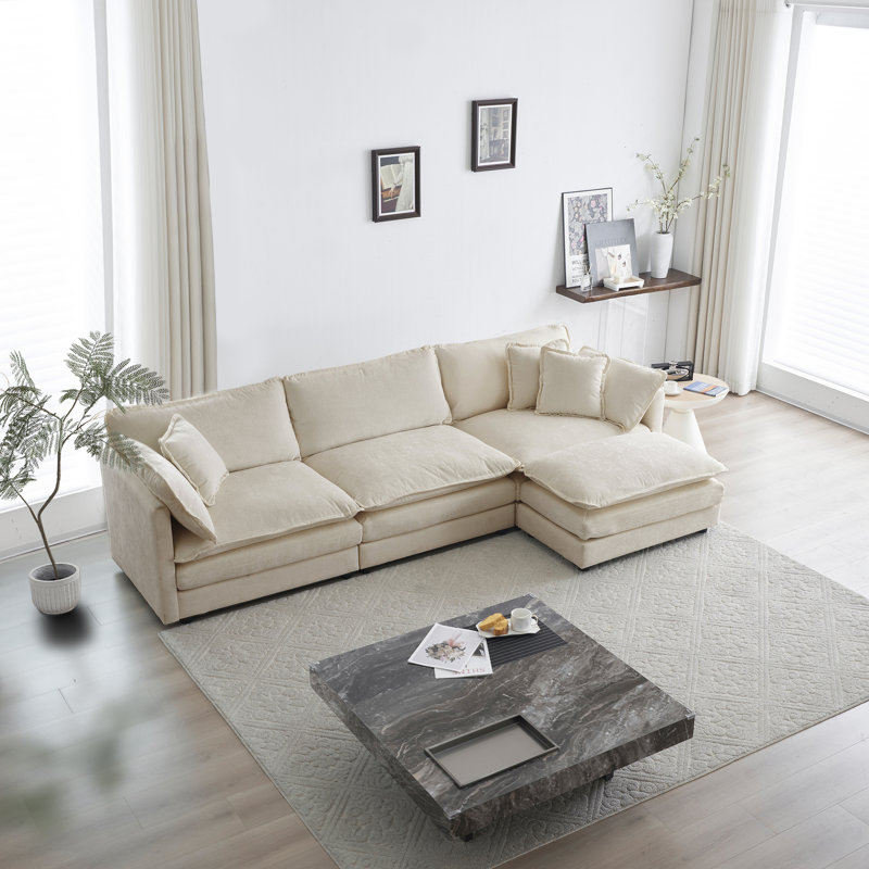 Canapé modulaire Chenille, H 33 po x l 111,42 po x P 57,4 po, Beige, 6