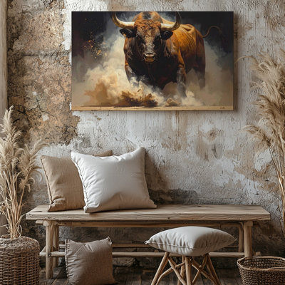 Charging Bull Power Majestic Animal Strength Some Forces Don T Canvas Wall Art Ready To Hang Gallery Wrapped Home Decor Premium Quality
