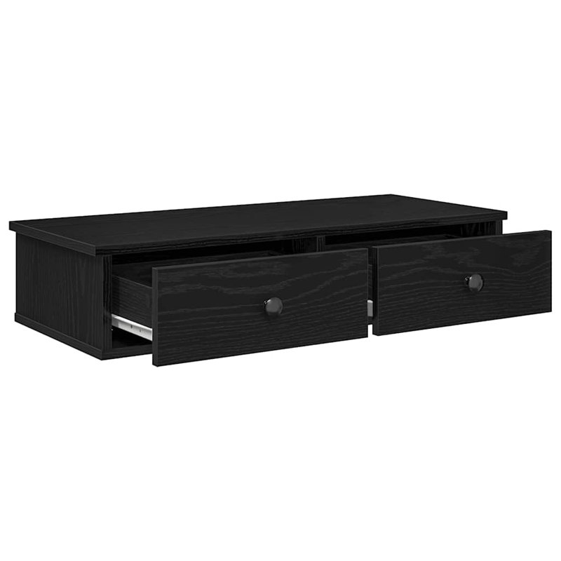 113-9 Wall Mounted Shelf, 17cm H x 80cm W x 31cm D, Black