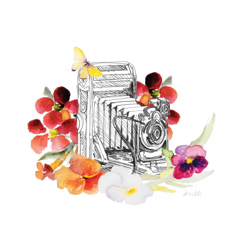 Camera Sketch On Fall Floral I by Lanie Loreth - Wrapped Canvas Painting, 30.48 cm H x 30.48 cm W
