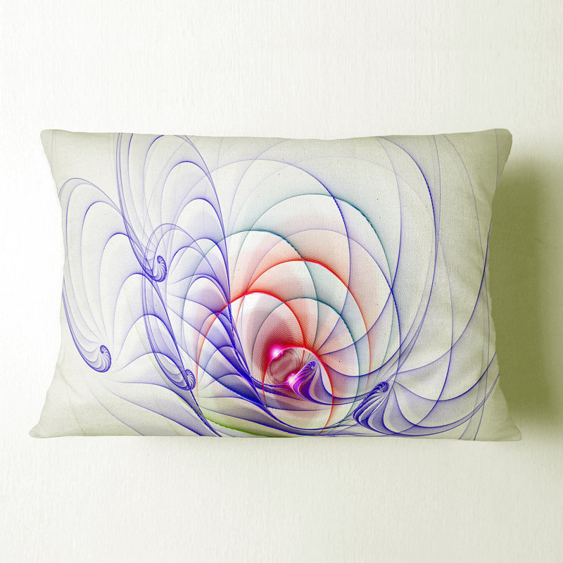 3D bleu surréel - coussin abstrait imprimé, 12 po x 20 po, Coussin lombaire
