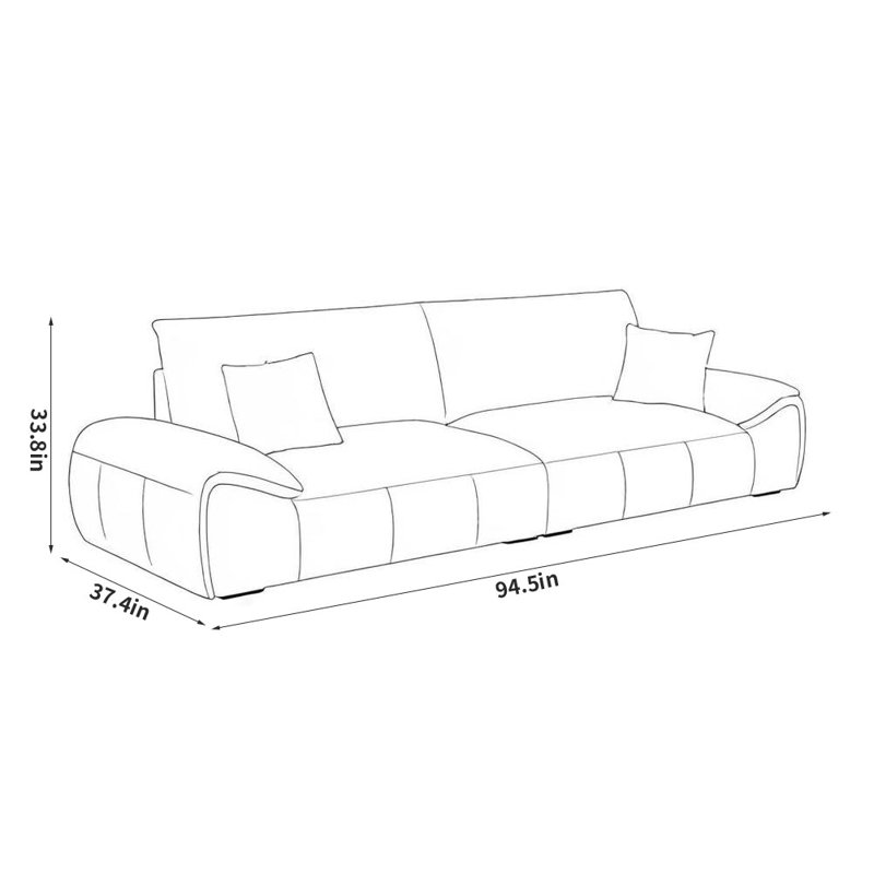 Canapé simple de style crème, Blanc cassé, H 33,8 po x l 94,5 po x P 37,4 po
