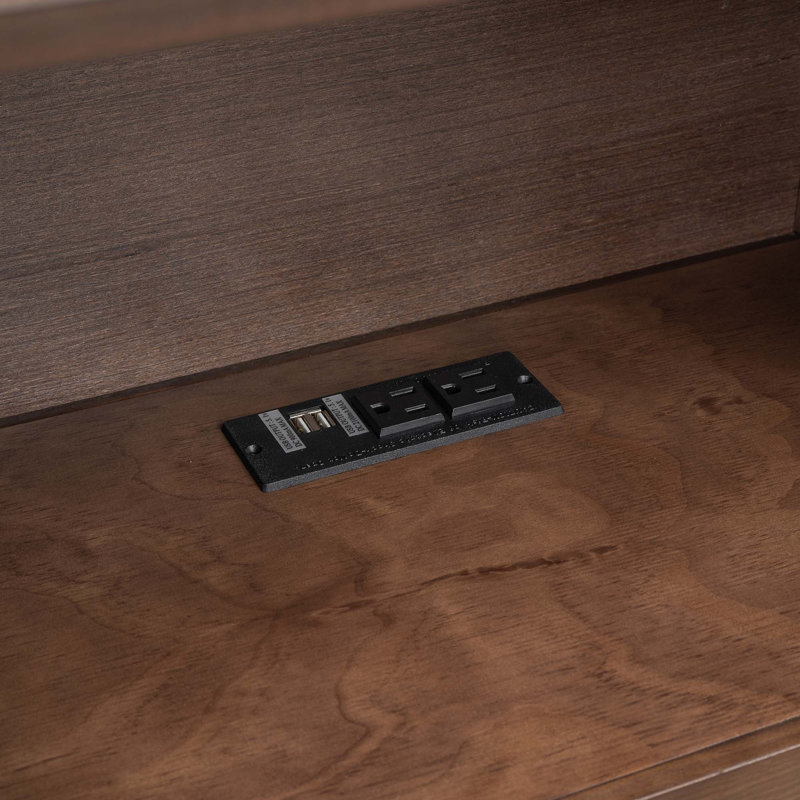 Lit plateforme double avec tablettes coulissantes, Espresso