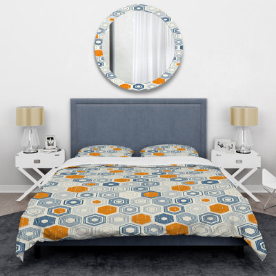 Ensemble de housse de couette rétro hexagonal ix mid-century