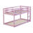 Solid Rubber Wood Twin over Twin Loft Bed with Ladder – Sturdy Twin Bed Platforms for Kids & Teens,Pink-978012337