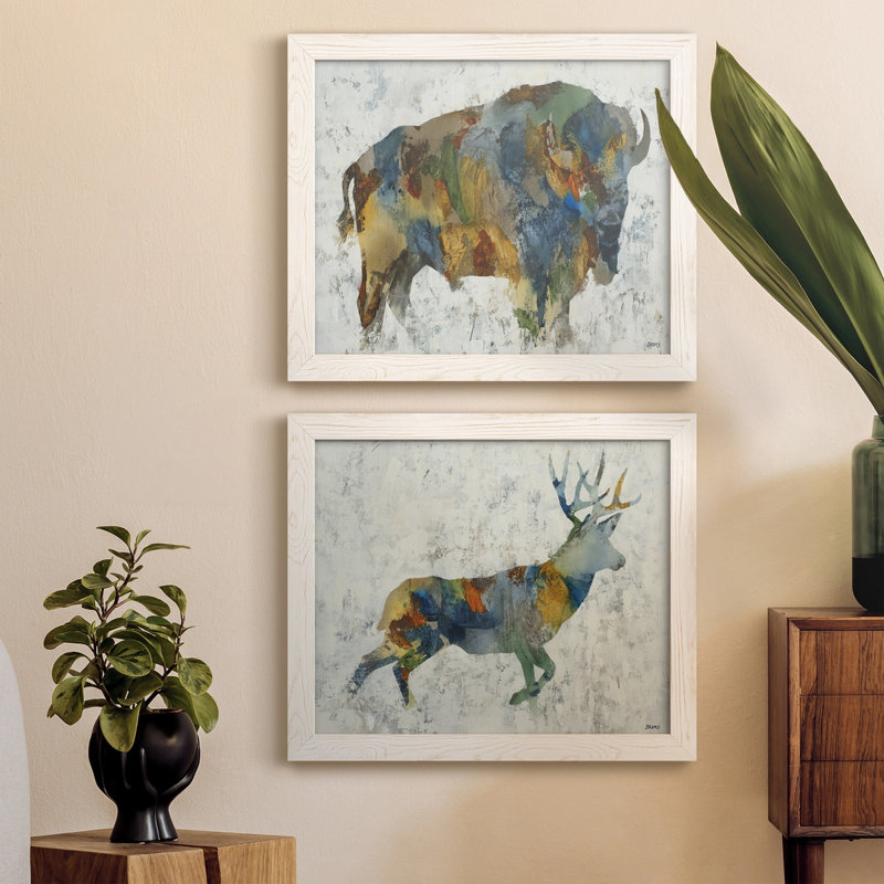 Plains Icon - ensemble de 2 impressions, H 34 po x l 20 po x P 1 po, Toile blanche encadrée, Pas de tapis