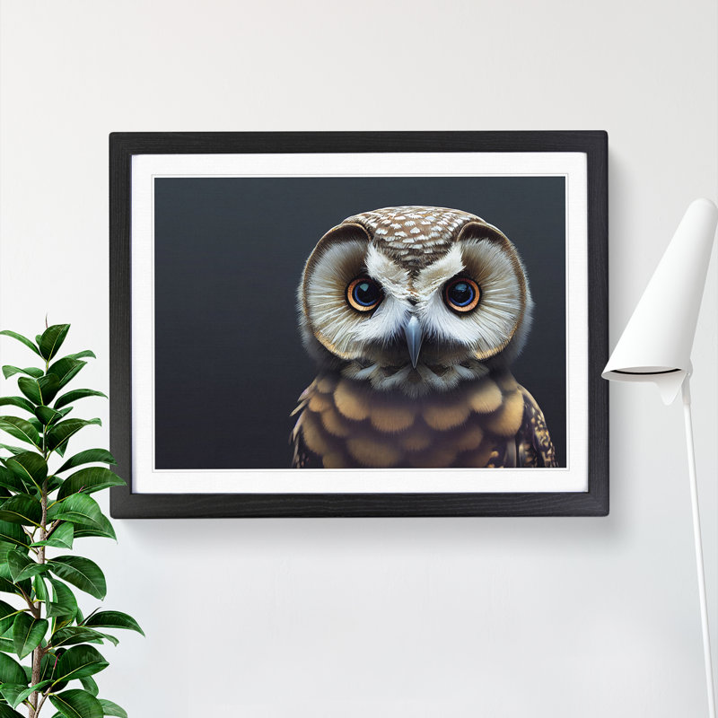 Incredible Owl - Single Picture Frame Print, Black, 46cm H x 64cm W x 2cm D