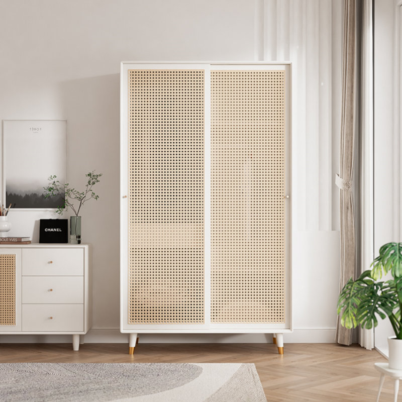 Garde-robe moderne et simple en rotin de luxe, Blanc