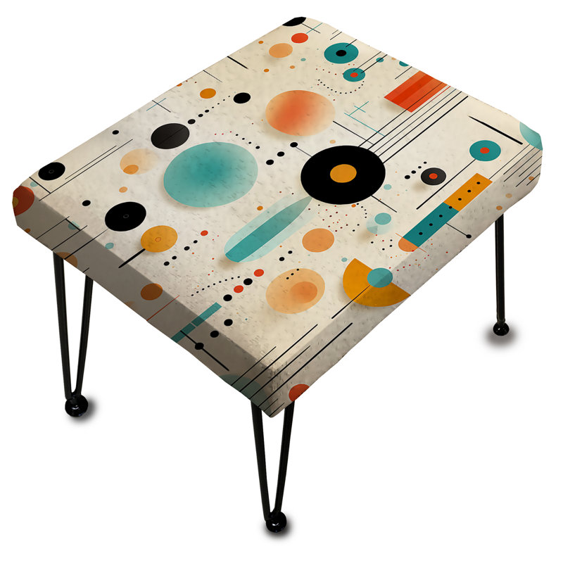 Blue Retro Geometric Spheres Melody - Vintage Rectangle Ottoman