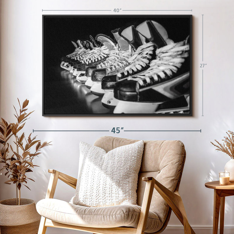 Impression sur toile de patins de hockey sur glace, H 27 po x l 40 po