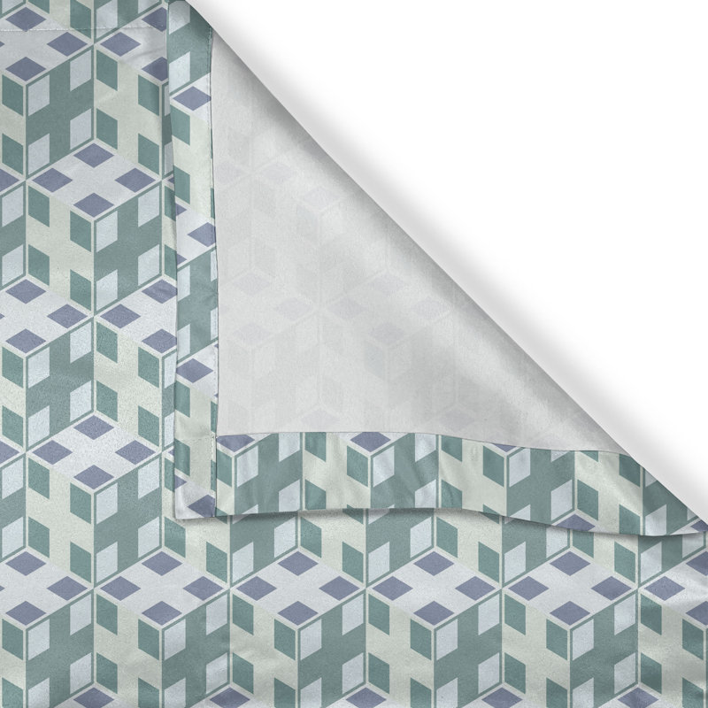 Rideaux géométriques à 2 panneaux avec œillets, vert réséda 50 po, bleu ardoise, L 50 po x L 108 po