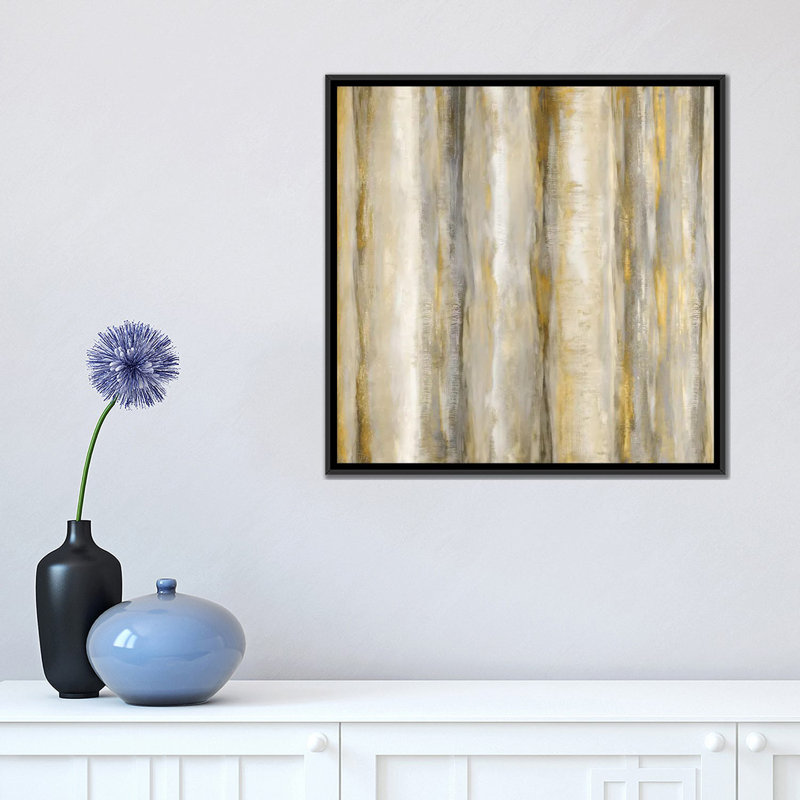 « vertical motion golden », impression sur toile, H 18 po x l 18 po x P 1,5 po, Toile encadrée noire, Pas de tapis