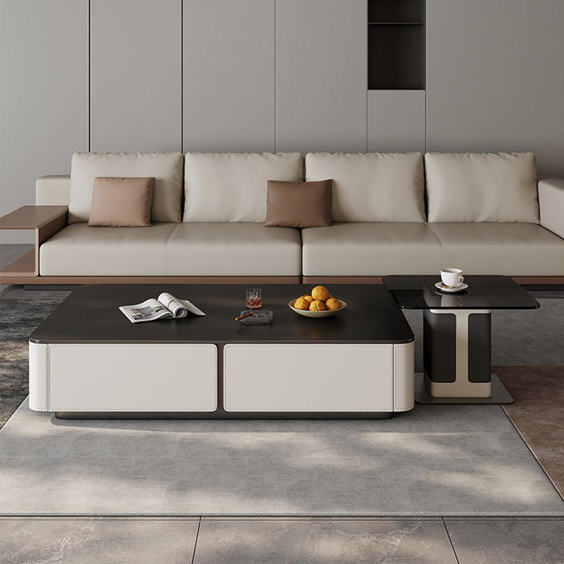 Italian rectangular SLATE coffee table, 13.8" H x 63" L x 31.5" W
