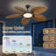 Ventilateur de plafond 52 po avec pales et feuilles tropicales brun noyer avec lumière DEL et télécommande