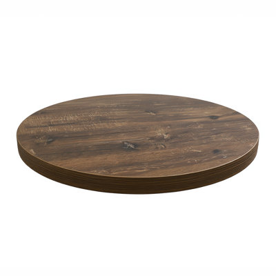 Plateau de table d'intérieur en mélamine de 2 po d'épaisseur avec motif de grain de bois brun rustique
