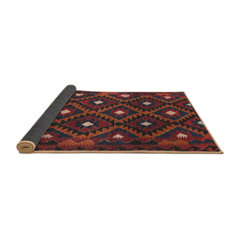 Tapis de zone orange/noir contemporaine, Rond 5 pi