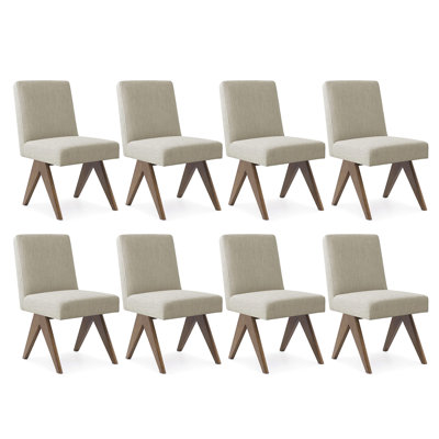 Chaise de salle à manger rembourrée en bois massif de 18 po Sueann (ensemble de 8)