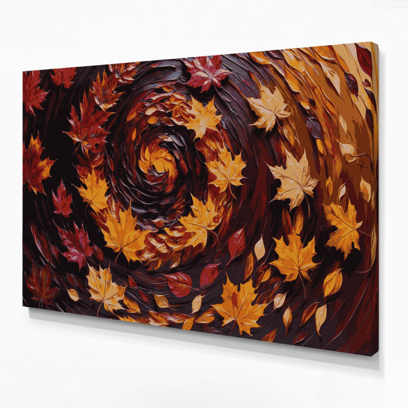 Thanksgiving Autumn leaves and foliage Brown Canvas Wall Art, 11" H x 14" W