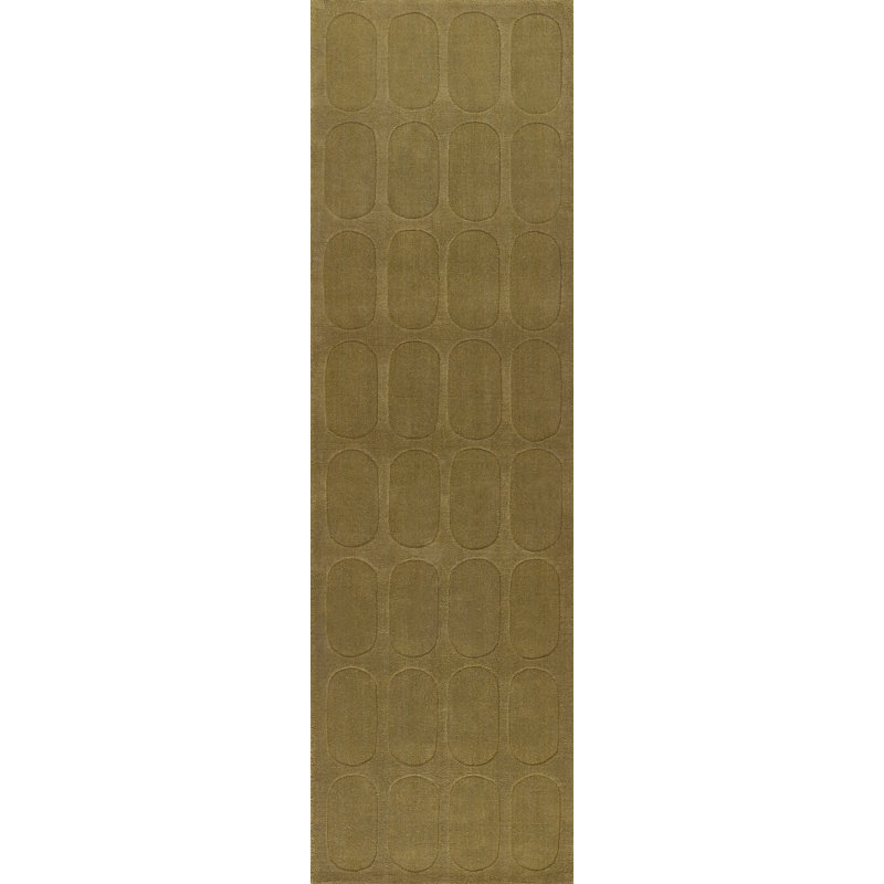 Tapis de couloir vert en laine tissé à la main Thando 2 pi 3 po x 8 pi, Tapis de couloir 2 pi 3 po x 8 pi