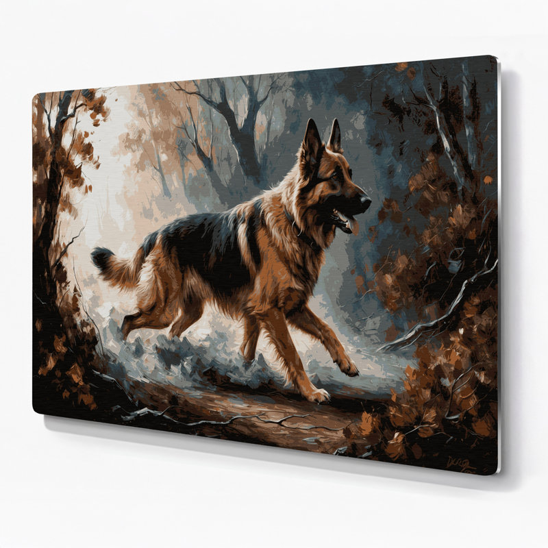 «Dogs East European Shepherd Brown», art mural en métal, H 20 po x l 30 po
