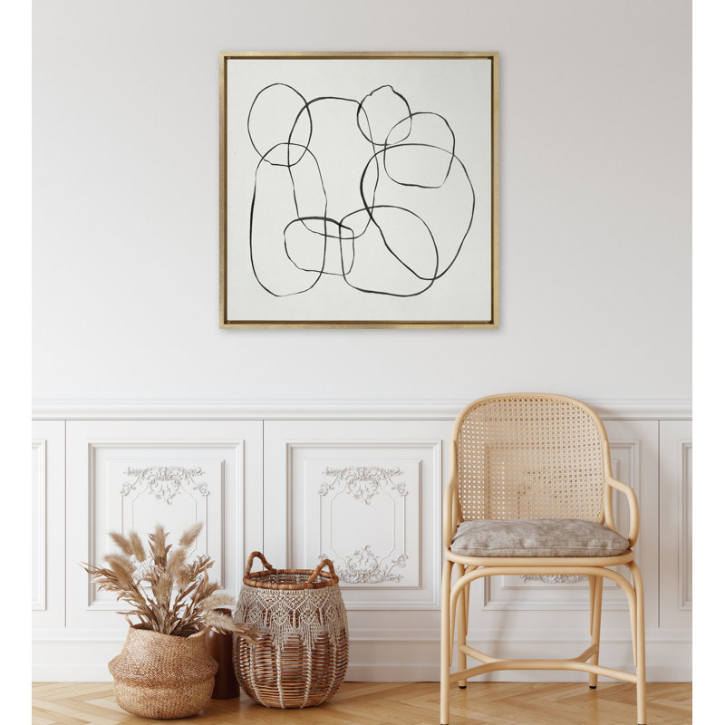 «Dancing Circles» par Teju Reval, reproduction d'art sur toile encadrée, H 30 po x l 30 po, Doré