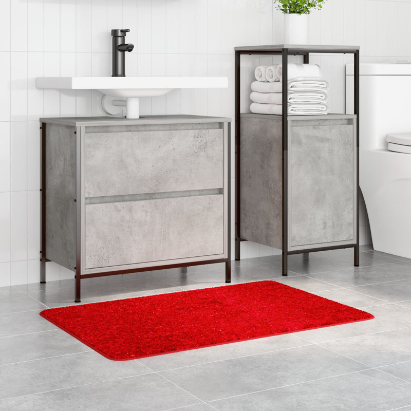 Bath Mat Rectangular Modern, 60cm, 90cm, Red