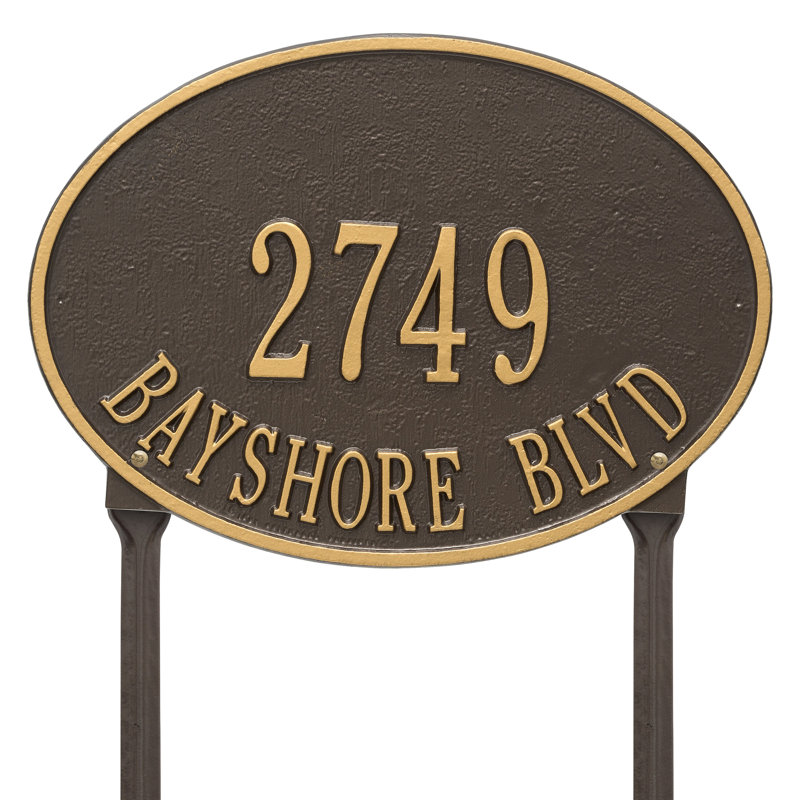Plaque d'adresse sur 2 lignes Hawthorne, Bronze et doré, Oui