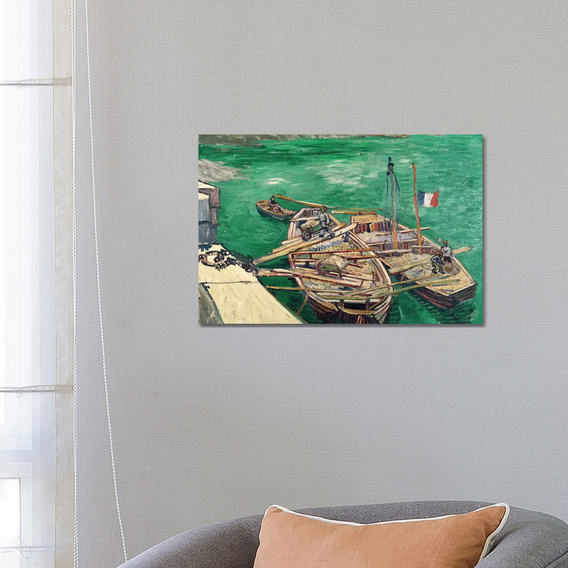 Landing Stage With Boats, 1888 by Vincent Van Gogh - Wrapped Canvas Gallery-Wrapped Canvas Giclée