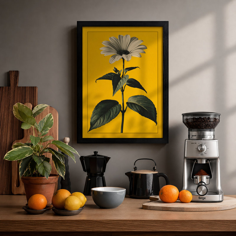 Golden Daisy Botanical - Framed Print, A1 - 84.1 x 59.4 cm, Black