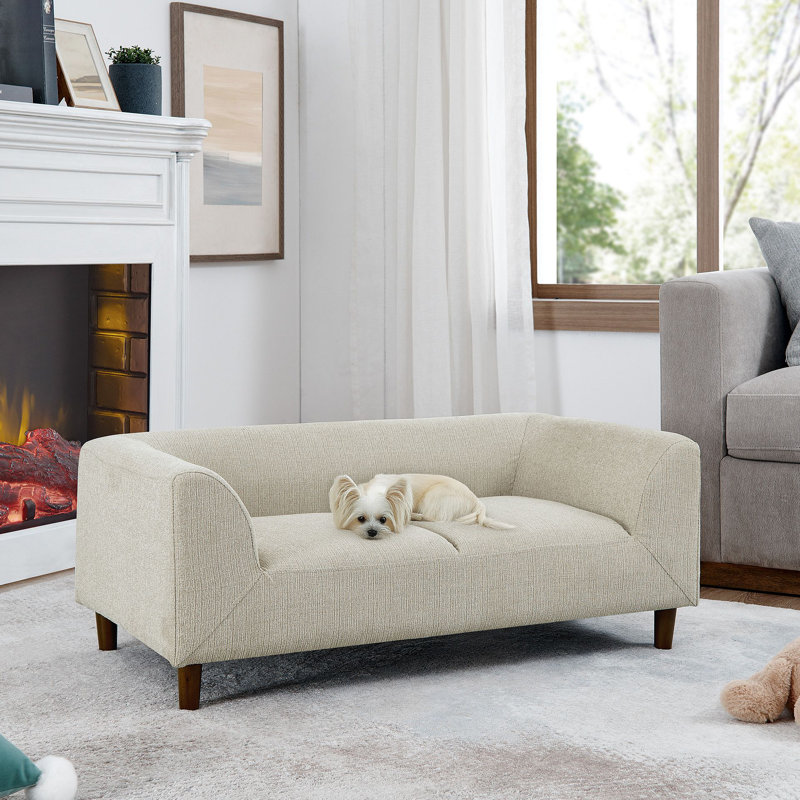 Canapé pour animaux de compagnie avec dossier et accoudoirs, canapé pour animaux de compagnie rectangulaire moderne convenant aux petits et moyens chiens, canapé pour chien confortable à coussin souple